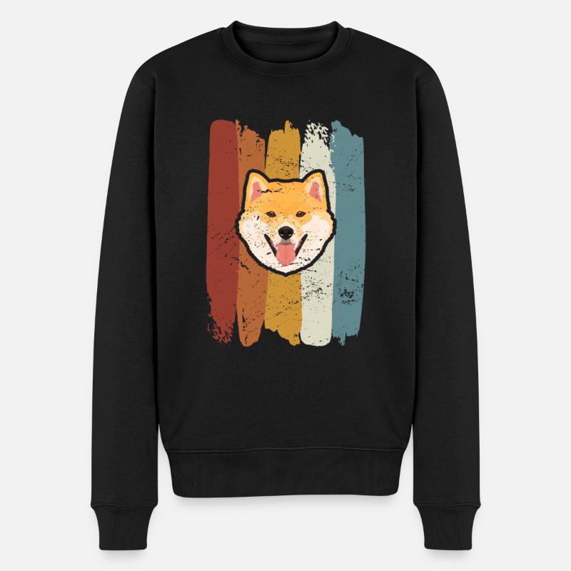 Lächelnder Shiba Inu retro - Männer Premium Bio Pullover - Schwarz