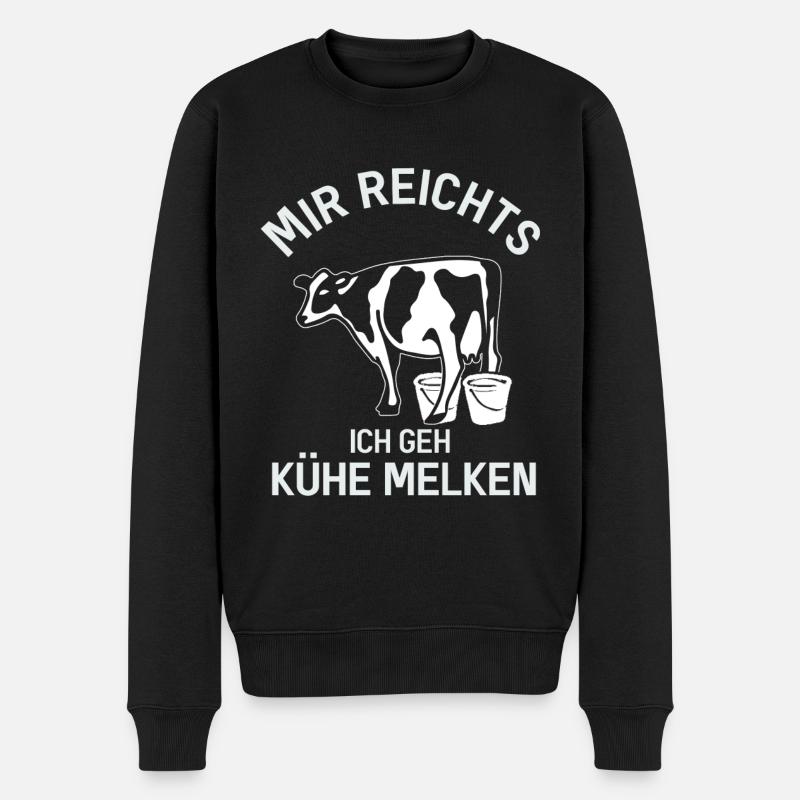 Kühe melken Bäuerin Kuh Milchbauern Landwirtin - Männer Premium Bio Pullover - Schwarz