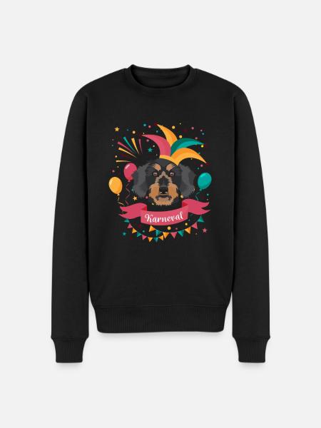 Rauhaardackel Karneval Fasching - Männer Premium Bio Pullover - Schwarz