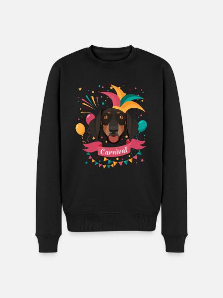 Dackel Karneval Fasching - Männer Premium Bio Pullover - Schwarz