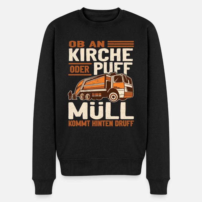 So sieht ein richtig cooler Müllmann aus - Männer Premium Bio Pullover - Schwarz