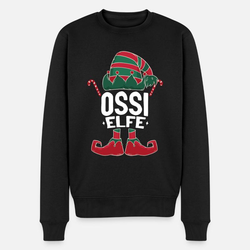 Ossi Elfe Spruch Ostdeutscher - Männer Premium Bio Pullover - Schwarz