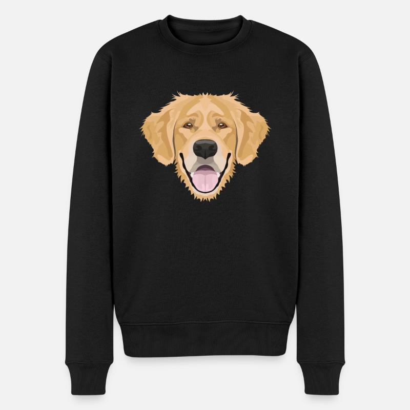 Lächelnder Golden Retriever - Männer Premium Bio Pullover - Schwarz