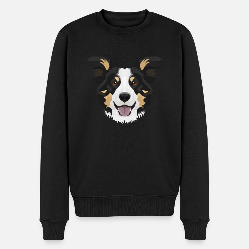 Border Collie souriant - Pull Premium bio Homme - noir