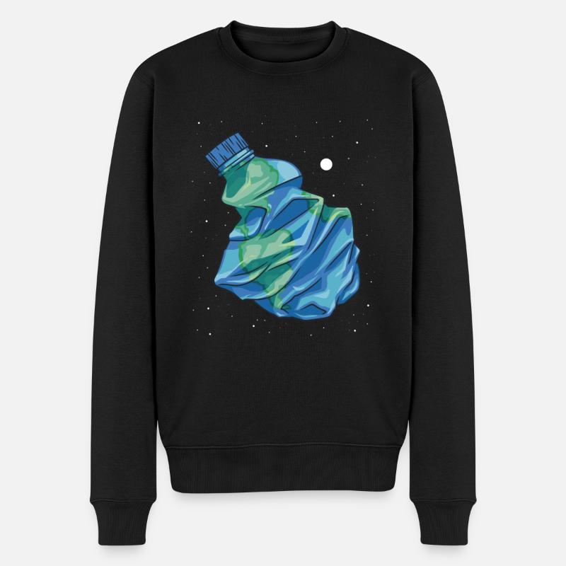 Umweltschutz, Stop Plastikmüll im Meer - Männer Premium Bio Pullover - Schwarz