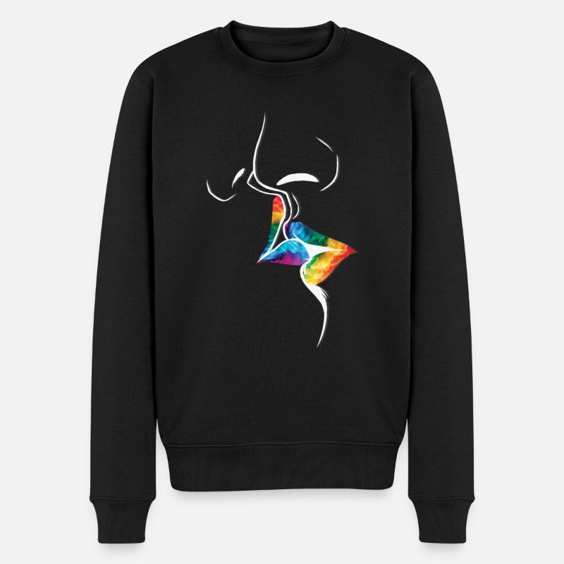 Défilé LGBTQ Rainbow Flag Kiss - Pull Premium bio Homme - noir