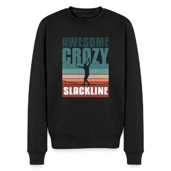 Retro vintage Slackline - Männer Premium Bio Pullover - Schwarz - Vorne - Nico (187cm)