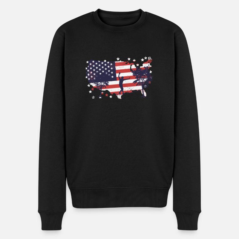 Slackline du drapeau américain - Pull Premium bio Homme - noir