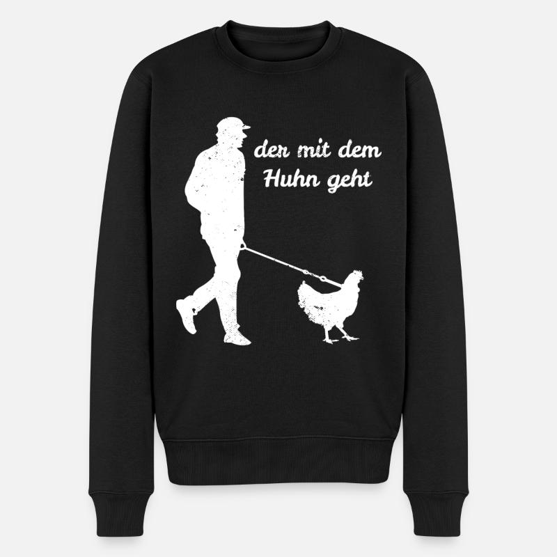 Verrückte Hühner Sprüche Hühnerliebe Huhn Liebe - Männer Premium Bio Pullover - Schwarz