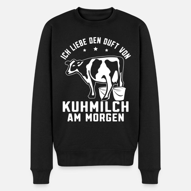 Kühe melken Bäuerin Kuh Milchbauern Landwirtin - Männer Premium Bio Pullover - Schwarz