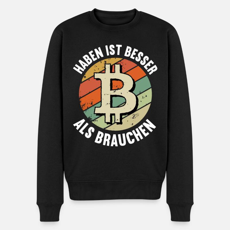 Krypto Trader Bitcoin - Männer Premium Bio Pullover - Schwarz