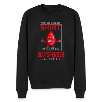 Blutspende Blutspender herz - Männer Premium Bio Pullover - Schwarz - Vorne - Nico (187cm)