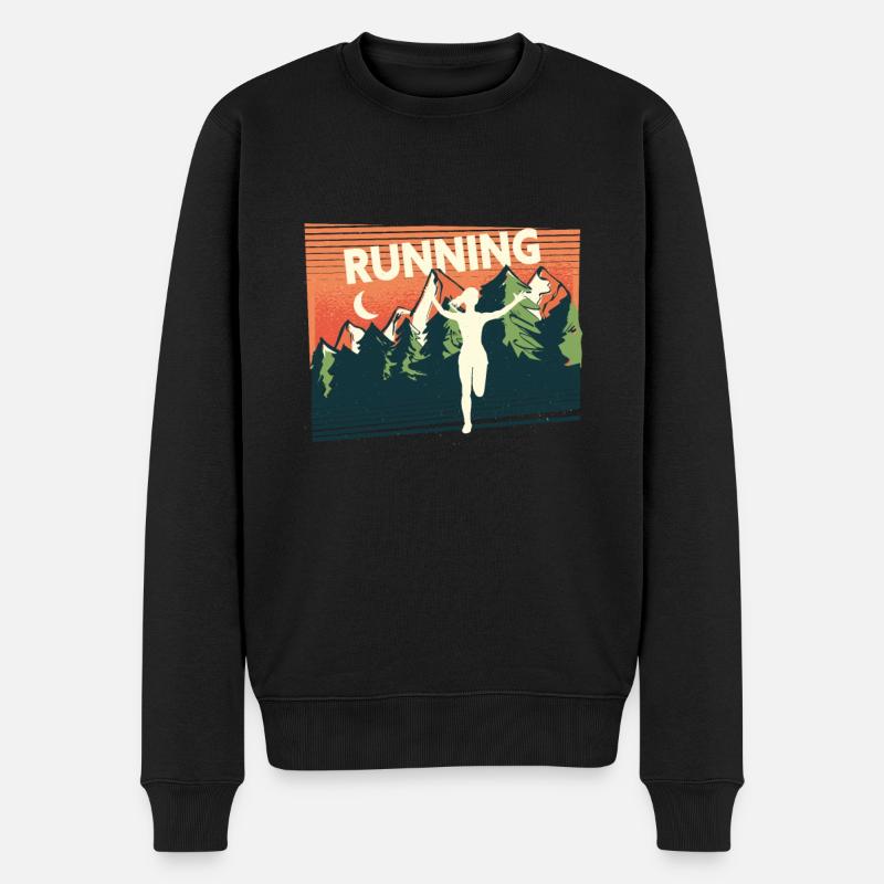 Marathon, Trailrunning Läuferin - Männer Premium Bio Pullover - Schwarz