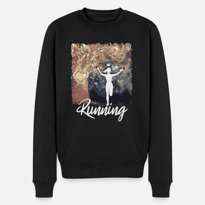 Marathon, Trailrunning Läuferin - Männer Premium Bio Pullover - Schwarz