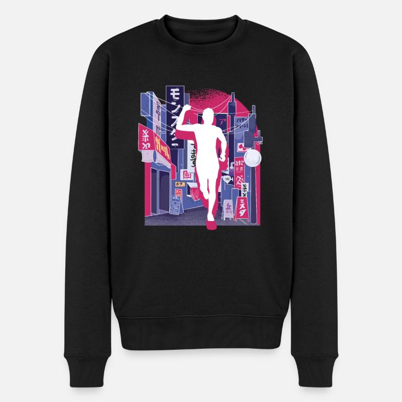 Asiatische Stadt Marathon, Trailrunning - Männer Premium Bio Pullover - Schwarz