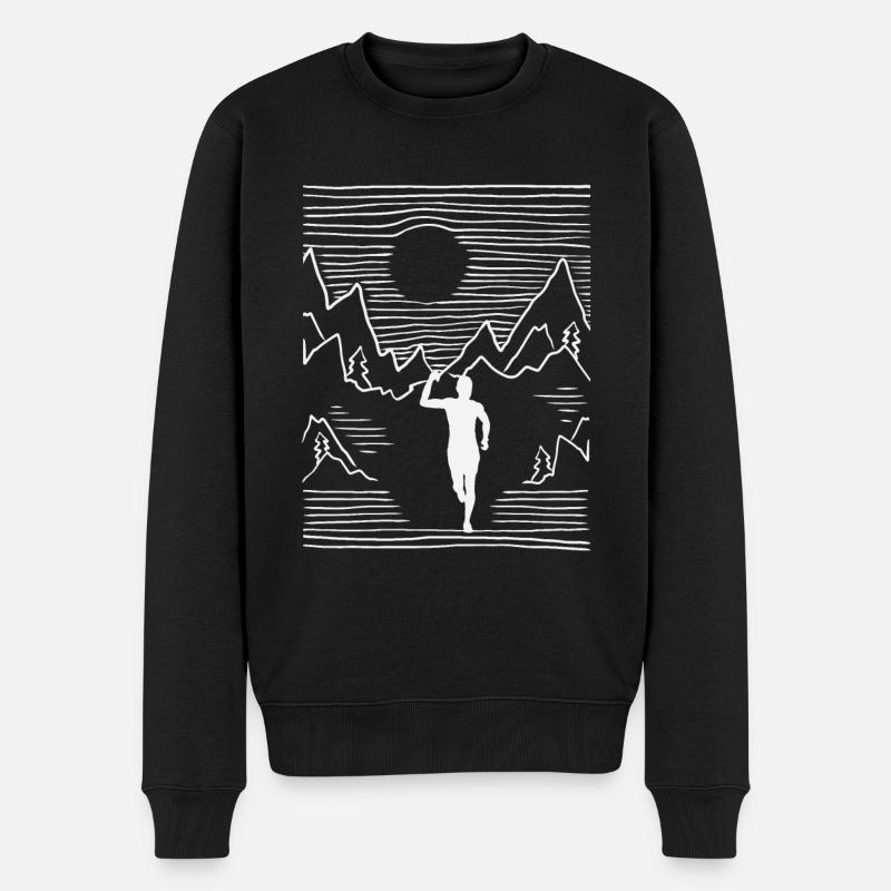 Lignes Marathon, Trail Running - Pull Premium bio Homme - noir