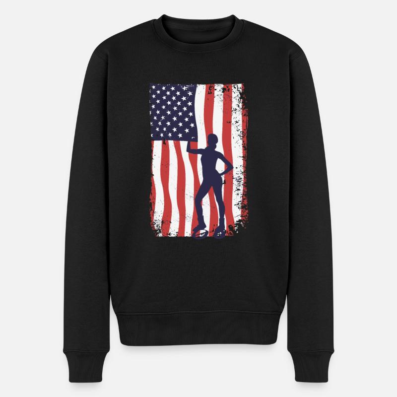 Drapeau américain Jump Chaussures Fitness - Pull Premium bio Homme - noir