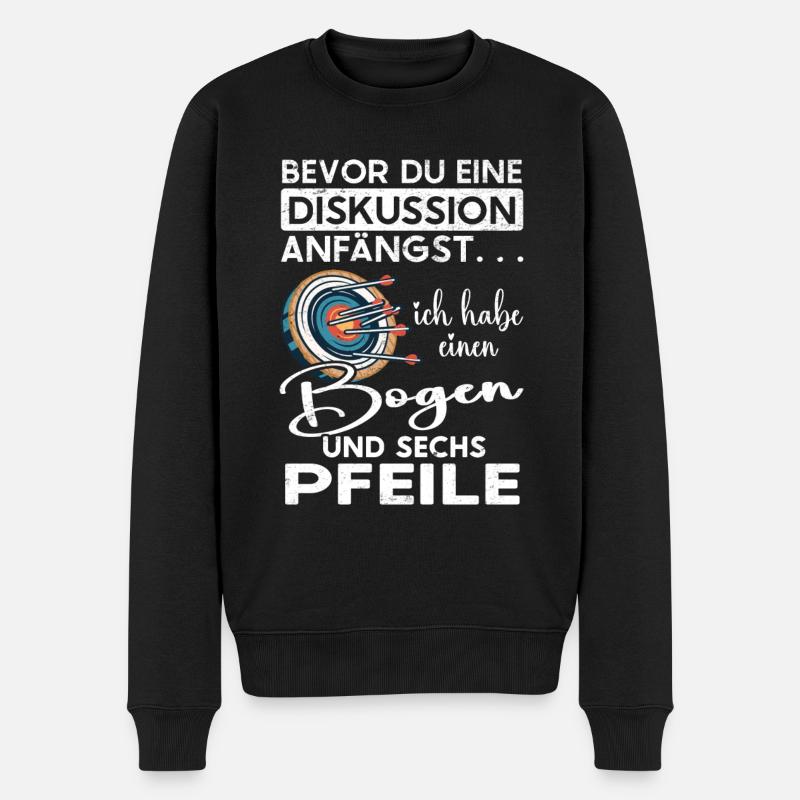 Bogenschütze Bogenschießen Pfeil und Bogen - Männer Premium Bio Pullover - Schwarz