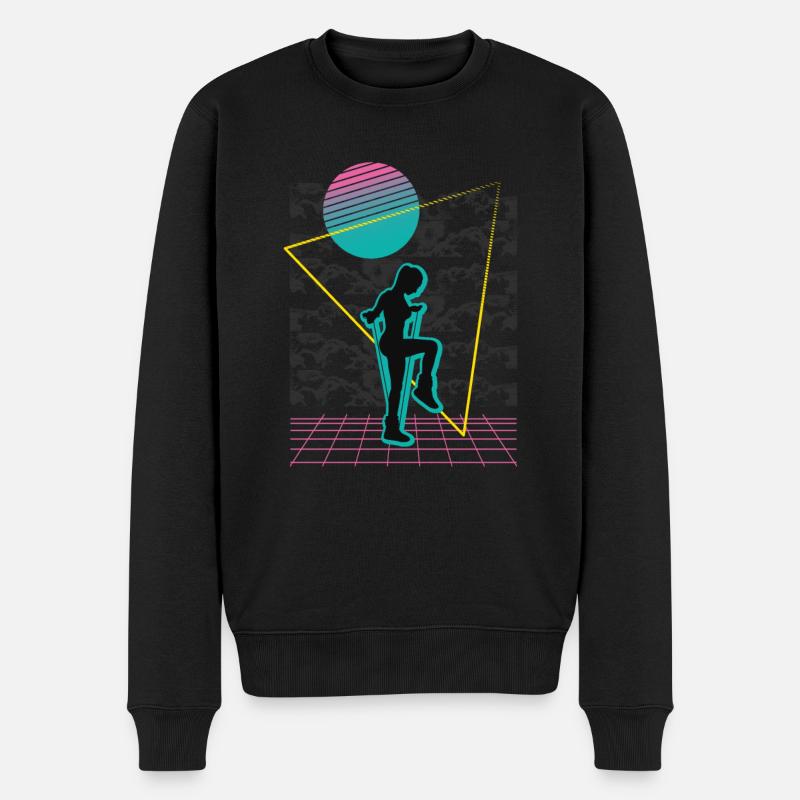 Vaporwave Rope Jumping - Männer Premium Bio Pullover - Schwarz
