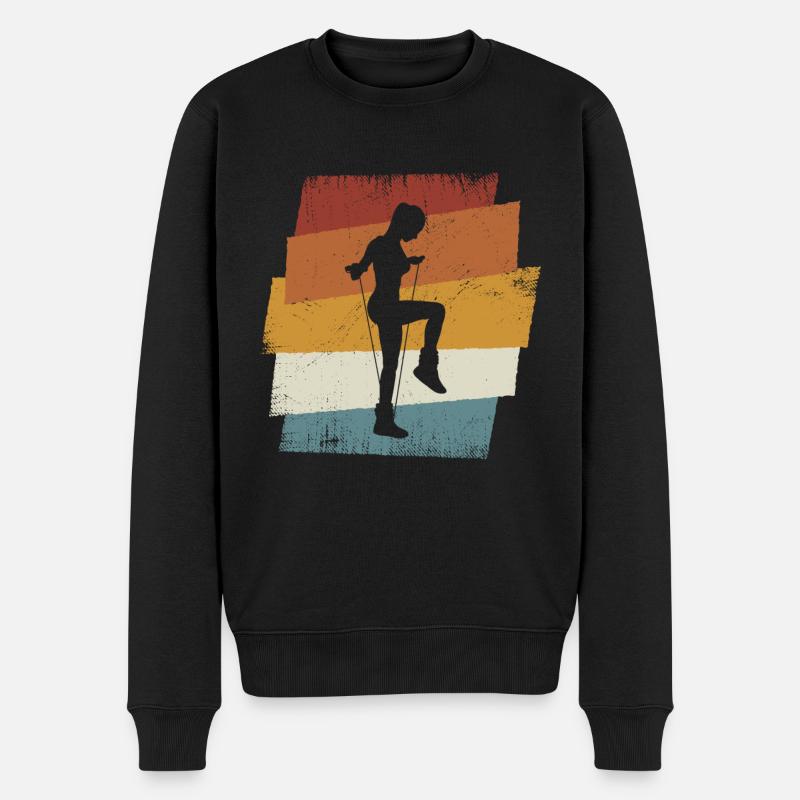 Retro Rope Jumping - Männer Premium Bio Pullover - Schwarz