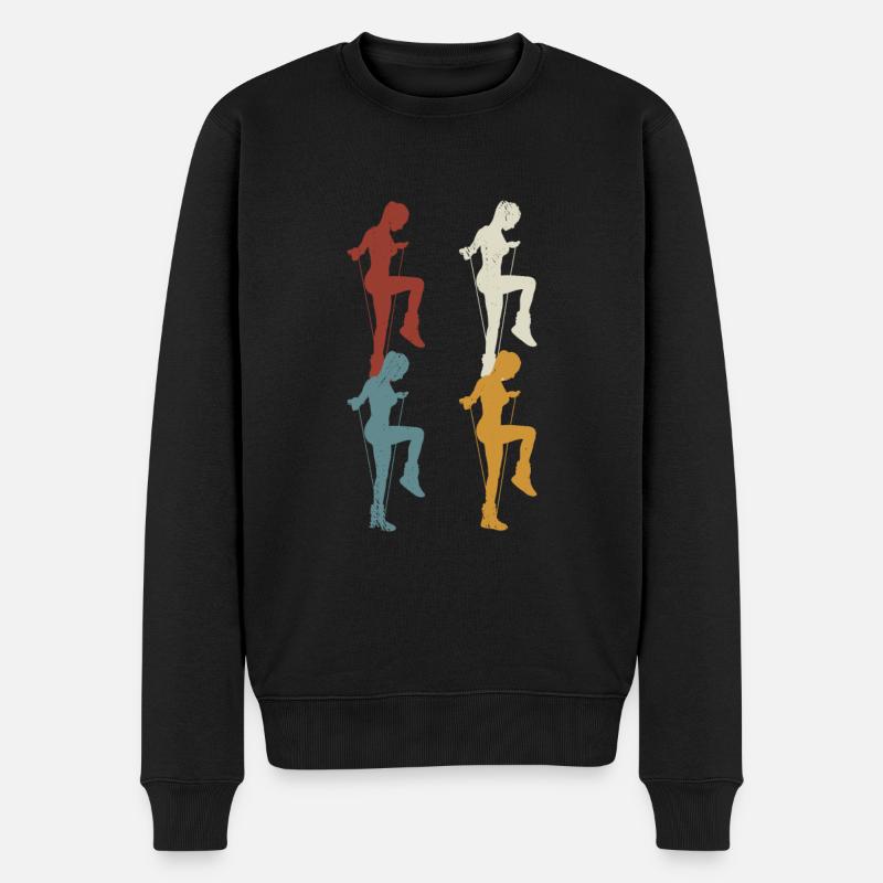 Retro Rope Jumping - Männer Premium Bio Pullover - Schwarz