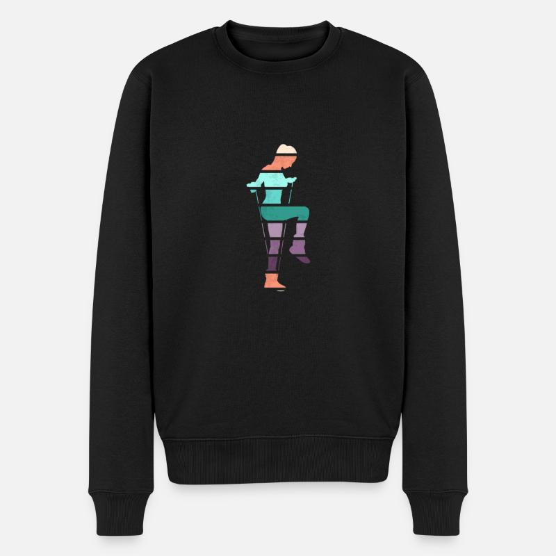 Retro Rope Jumping - Männer Premium Bio Pullover - Schwarz