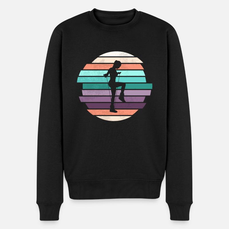 Retro Rope Jumping - Männer Premium Bio Pullover - Schwarz