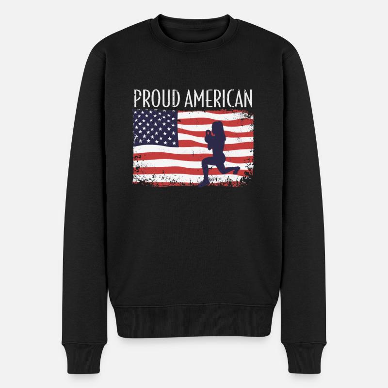 Amerikanische Fahne HIIT - Männer Premium Bio Pullover - Schwarz