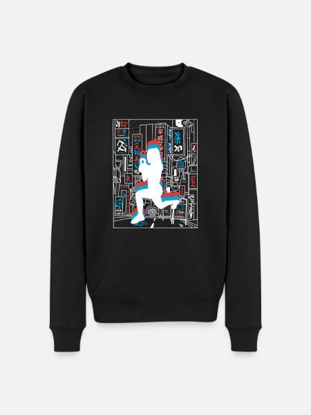 Vaporwave Synthwave Skyline HIIT - Pull Premium bio Homme - noir