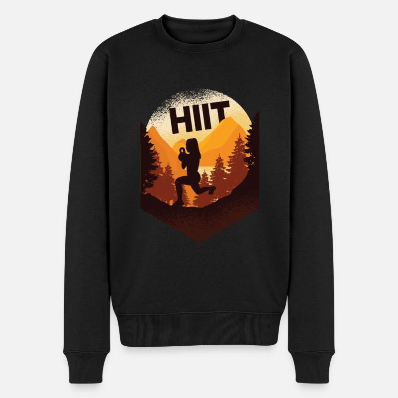 HIIT Fitness Frau - Männer Premium Bio Pullover - Schwarz