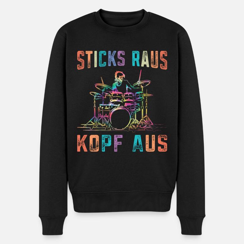 Drummer Schlagzeuger - Männer Premium Bio Pullover - Schwarz