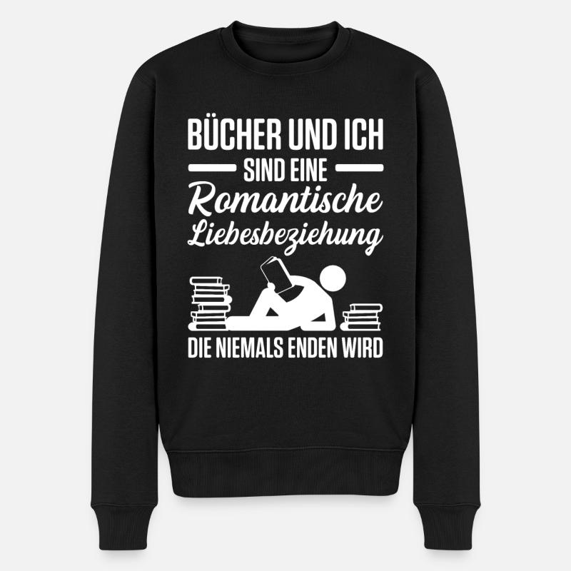 Bücher Und Ich Sind Eine Romantische Liebesbeziehu - Männer Premium Bio Pullover - Schwarz