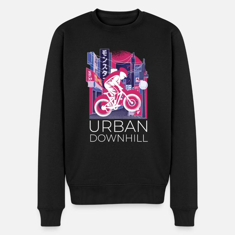 Vaporwave Synthwave Skyline Downhill - Men's Premium Organic Jumper - black