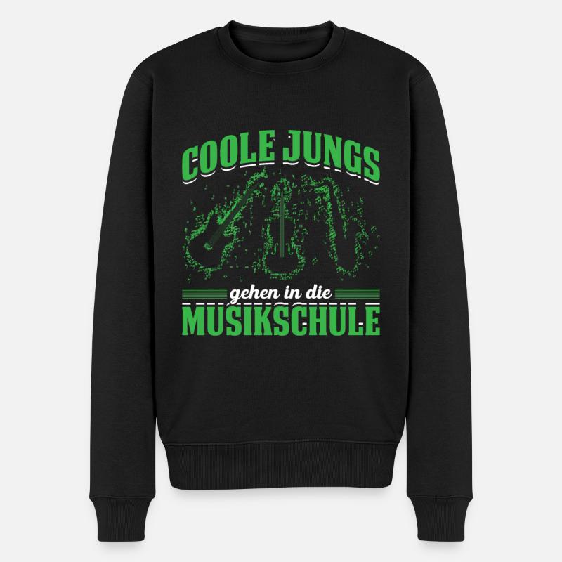 Coole Jungs Gehen In Die Musikschule - Männer Premium Bio Pullover - Schwarz