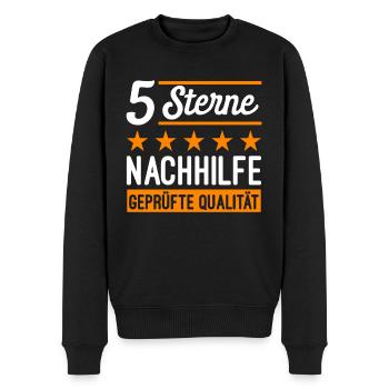 5 Sterne Nachhilfe Geprüfte Qualität - Männer Premium Bio Pullover - Schwarz - Vorne - Nico (187cm)
