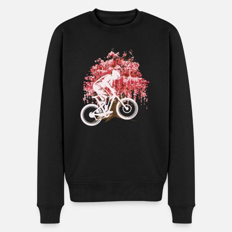 Japanische Kirschblüte Downhill - Männer Premium Bio Pullover - Schwarz