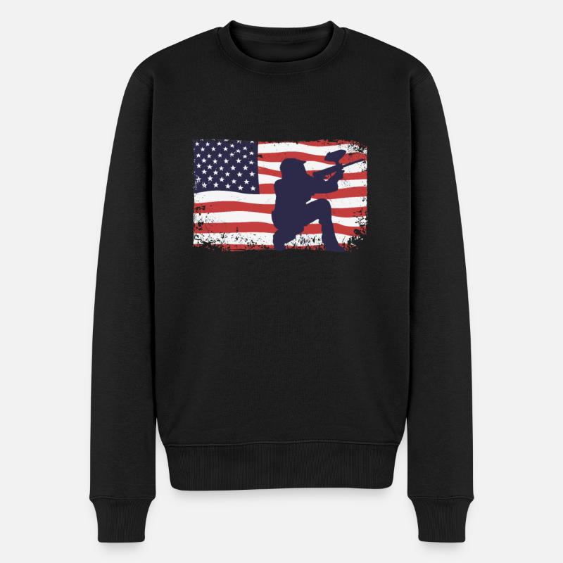 Drapeau américain Paintball - Pull Premium bio Homme - noir
