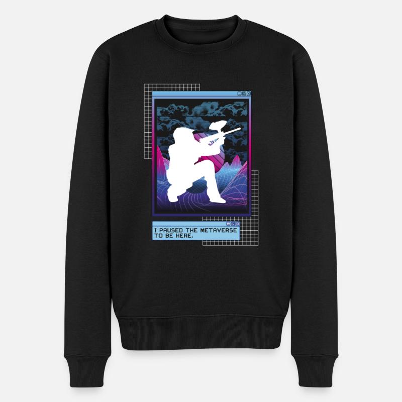 Vaporwave Metaverse Paintball - Männer Premium Bio Pullover - Schwarz