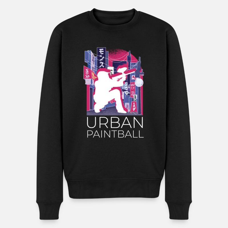Vaporwave Synthwave Skyline Paintball - Pull Premium bio Homme - noir