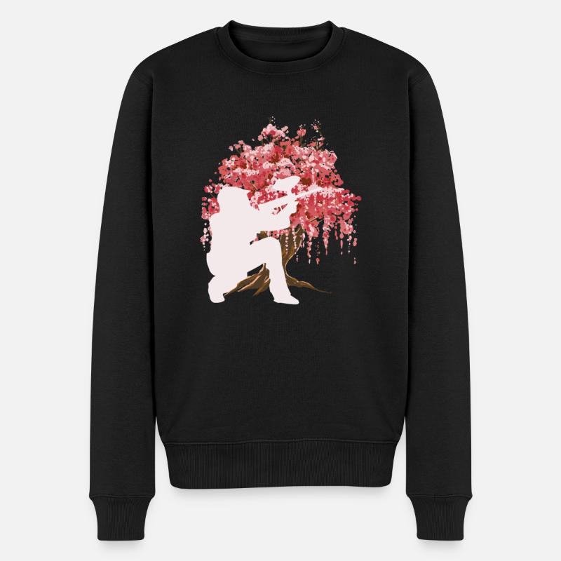 Japanische Kirschblüte Paintball - Männer Premium Bio Pullover - Schwarz
