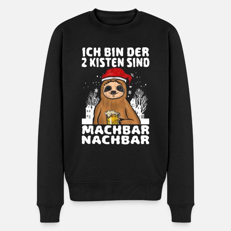 Ich bin der 2 Kisten sind machbar nachbar - Männer Premium Bio Pullover - Schwarz