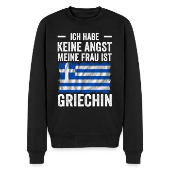 Ich Habe keine Angst Meine Frau Ist Griechin - Männer Premium Bio Pullover - Schwarz - Vorne - Nico (187cm)