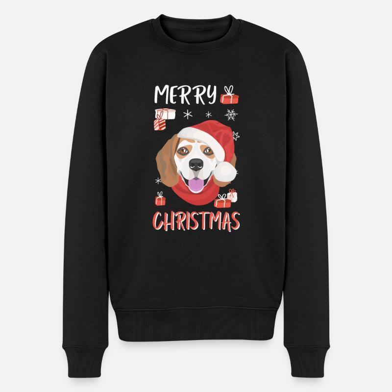 Beagle Frohe Weihnachten - Männer Premium Bio Pullover - Schwarz
