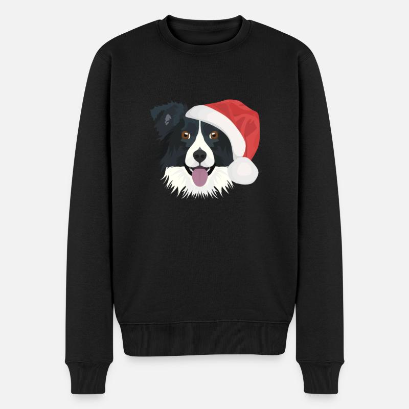 Border Collie Frohe Weihnachten - Männer Premium Bio Pullover - Schwarz