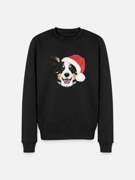 Border Collie Merry Christmas - Men's Premium Organic Jumper - black