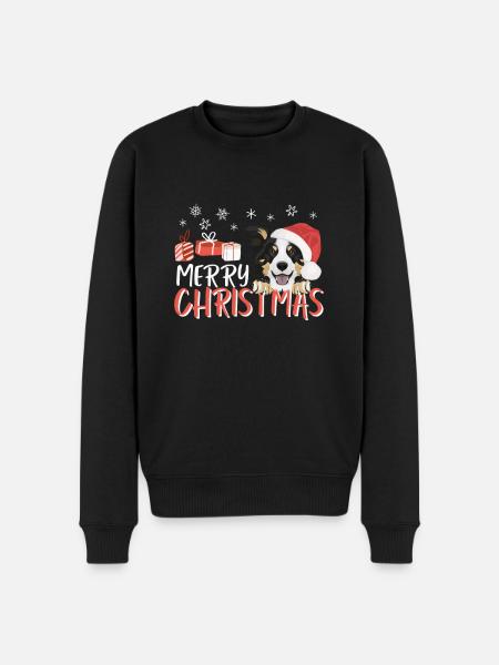 Border Collie Merry Christmas - Men's Premium Organic Jumper - black