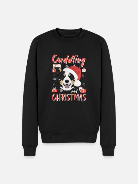 Border Collie Merry Christmas - Men's Premium Organic Jumper - black