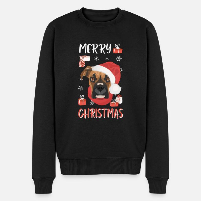 Boxer Frohe Weihnachten - Männer Premium Bio Pullover - Schwarz