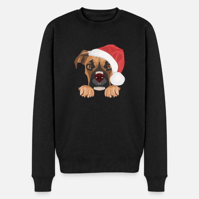 Boxer Frohe Weihnachten - Männer Premium Bio Pullover - Schwarz