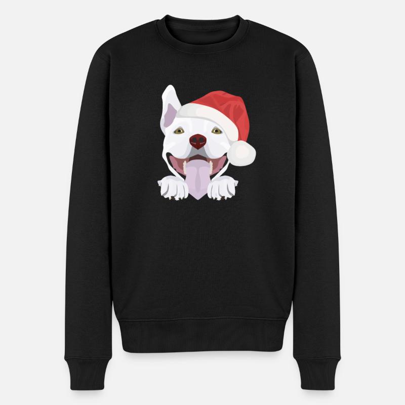 Bullterrier Frohe Weihnachten - Männer Premium Bio Pullover - Schwarz